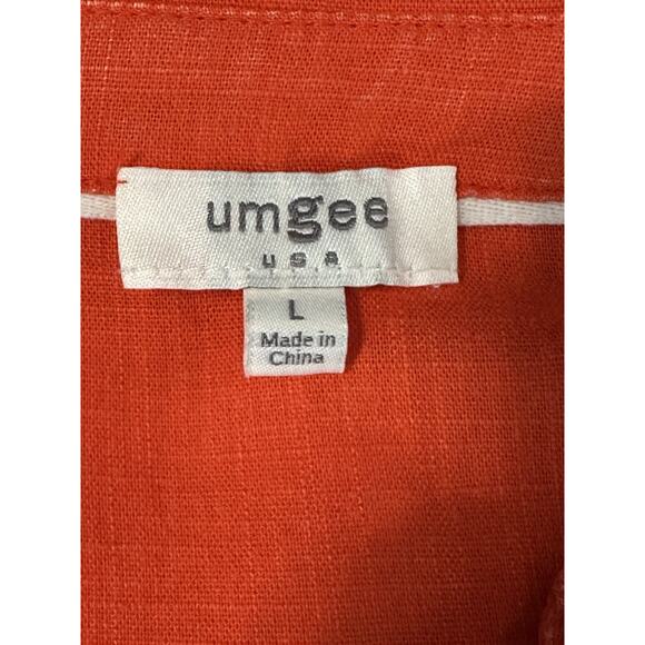 Umgee Anthropology Tunic Dress L Linen Blend V-Neck Short Sleeve Raw Frayed Hem - Picture 15 of 16
